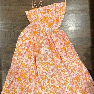 J. Crew Kids Floral Dress in Orange and Pink